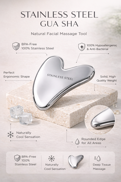 Facial Gua Sha en Métal Acier Inoxydable